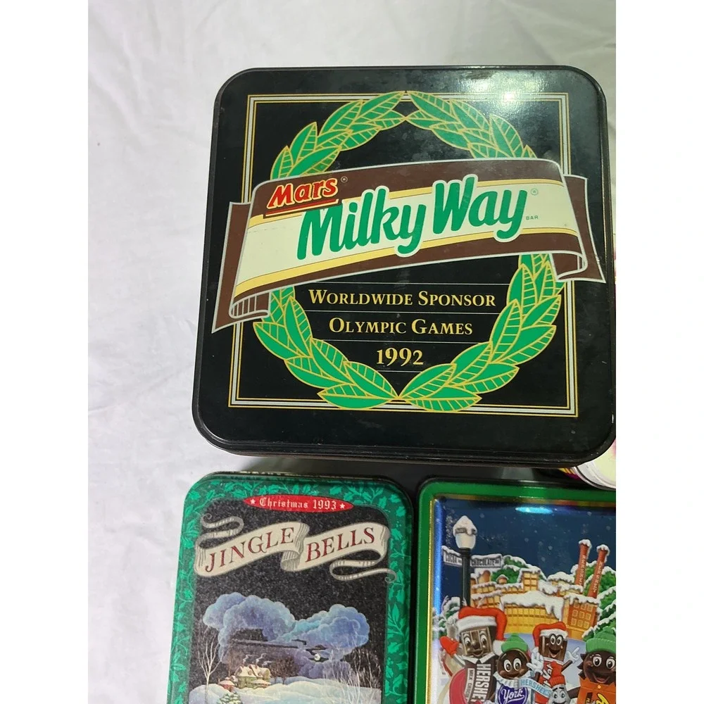 Lot of 5 Vintage Collectible Candy Chocolate Tins Milky Way Nestle Hershey Mix